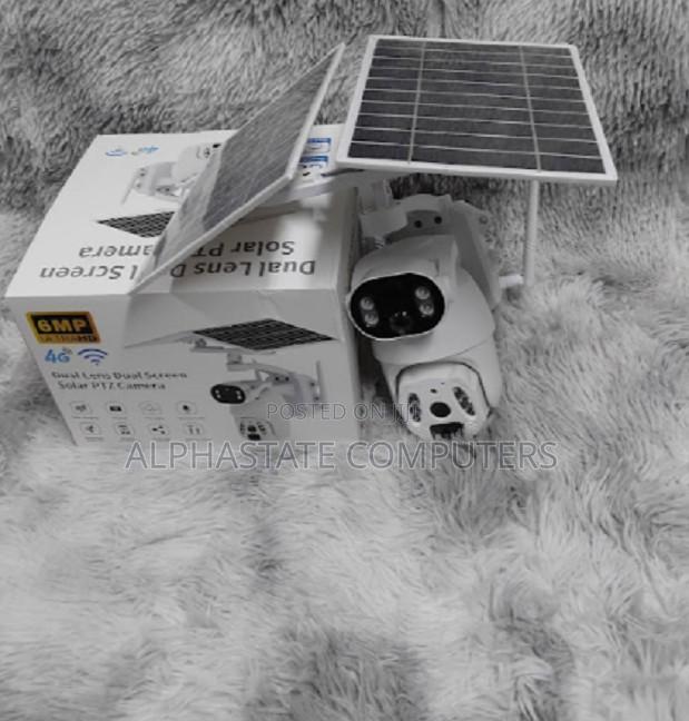 6MP Ubox Dual Lens Dual Screen Solar Powered PTZ Camera. Top - main view