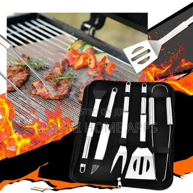 5-Piece Stainless Steel BBQ Grill Tool Set in a Canvas Bag