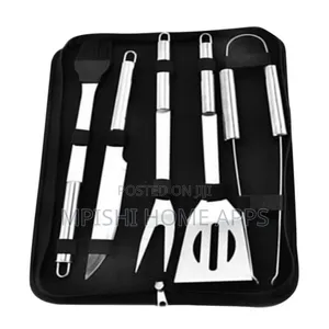 5-Piece Stainless Steel BBQ Grill Tool Set in a Canvas Bag