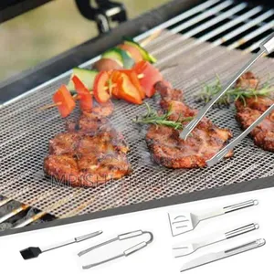 5-Piece Stainless Steel BBQ Grill Tool Set in a Canvas Bag