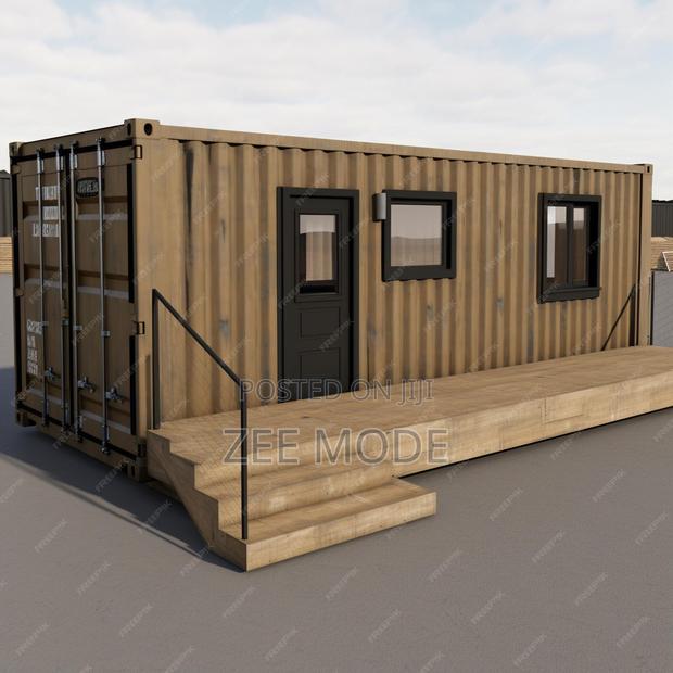 Model of Shipping Container House With Deck - main view