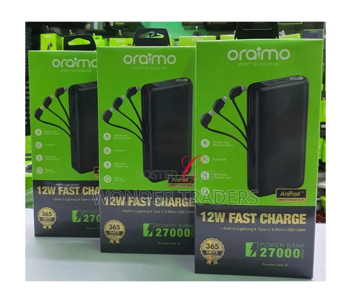 Oraimo 27000mah Power Bank With Cables