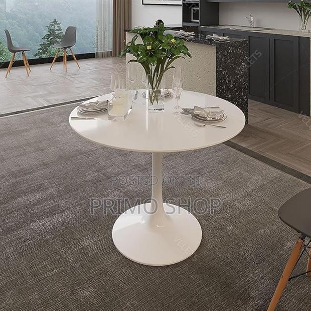 Dining Tables: Round White Marble Modernist Tulip Table - thumbnail 6