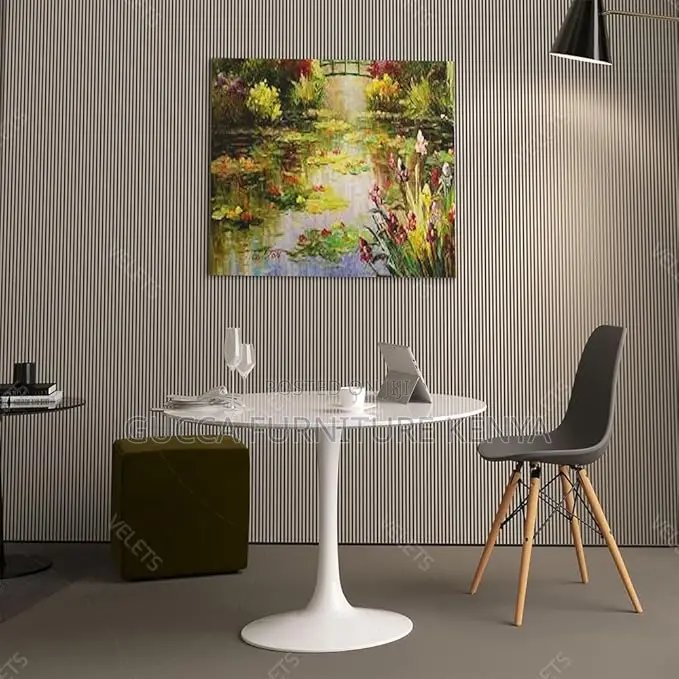 Dining Tables:Round White Marble Modernist Tulip Table