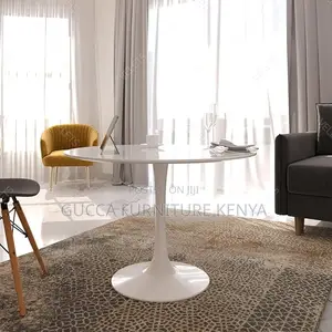 Dining Tables:Round White Marble Modernist Tulip Table