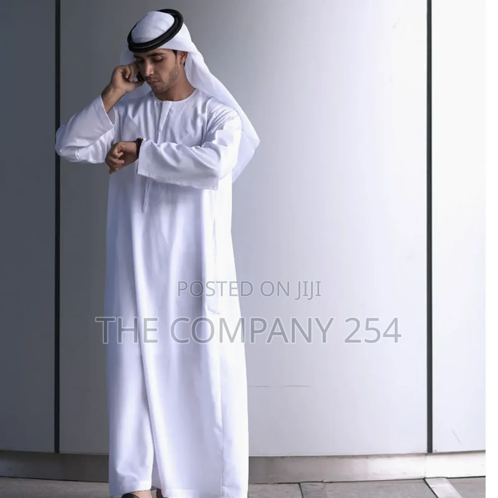 White Khanzu Round Neck Thobes Kaftan Men Clothing Islamic