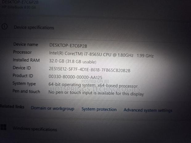 Laptop HP EliteBook 830 G6 32GB Intel Core I7 SSD 512GB - thumbnail 13