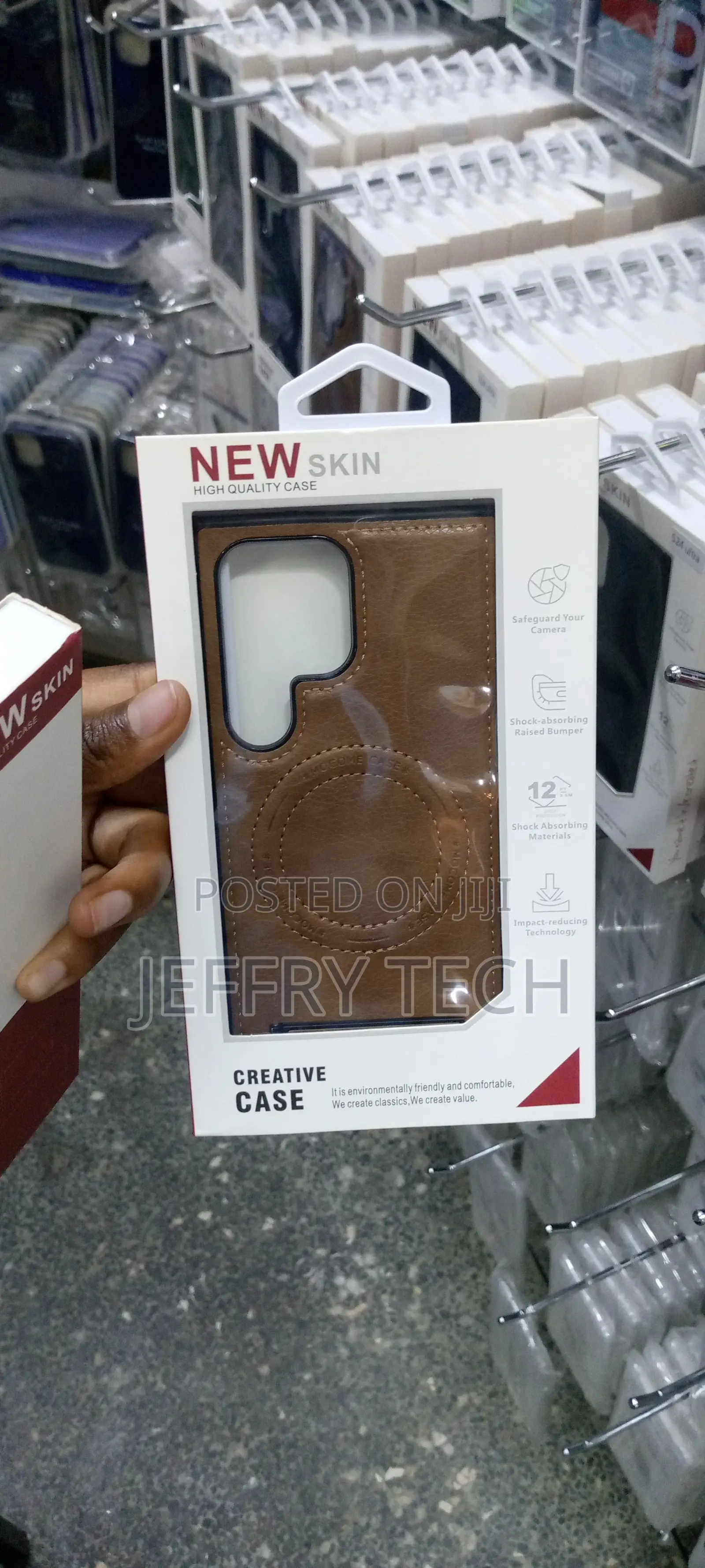 Leather Case for Galaxy S23 Ultra Slim With Magsafe-Brown