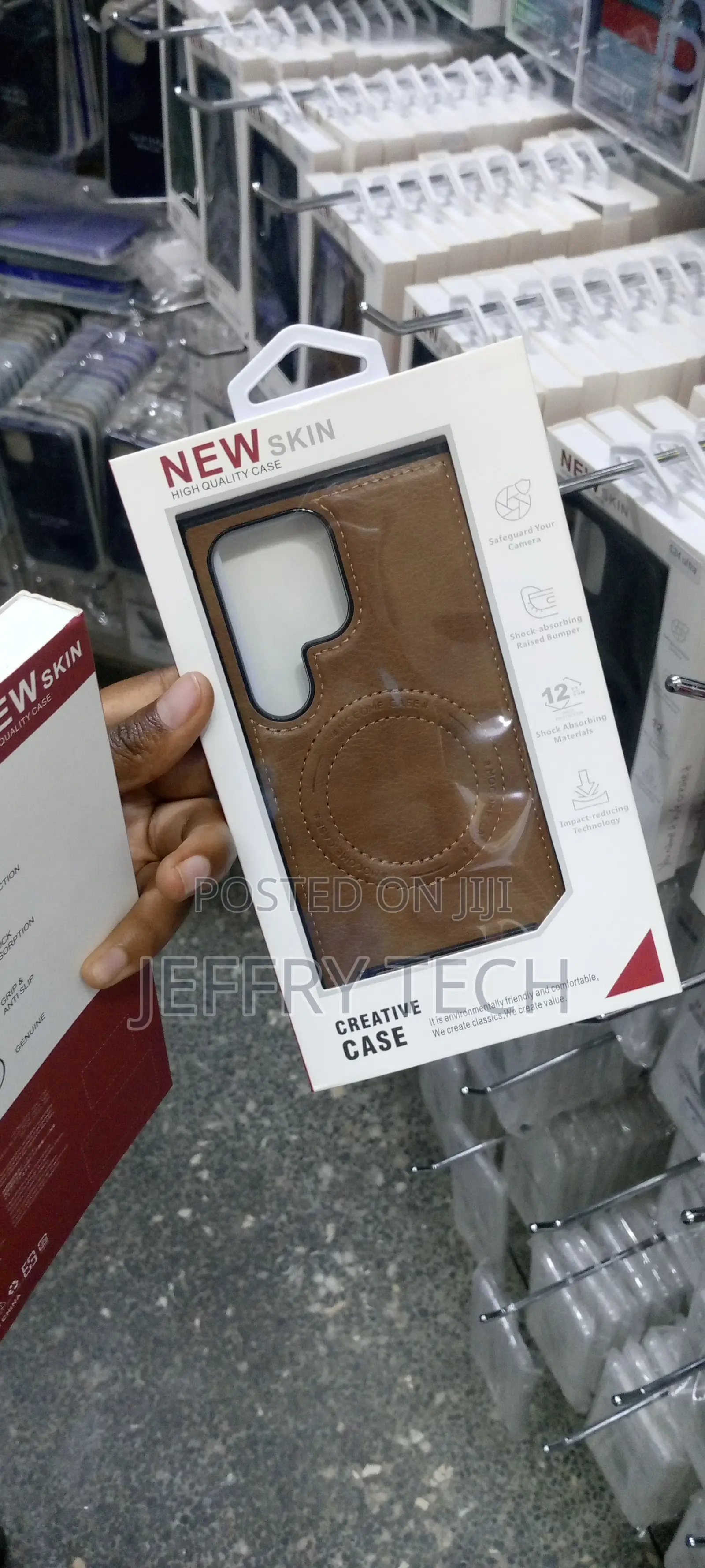 Leather Case for Galaxy S23 Ultra Slim With Magsafe-Brown