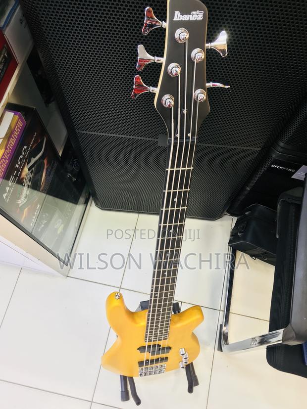 5 String Ibanez Bass Guitar With Stand - main view