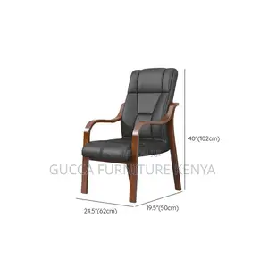 Office Chairs: Casual Midnight Black Calfskin Study Chair