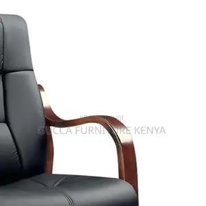 Office Chairs: Casual Midnight Black Calfskin Study Chair