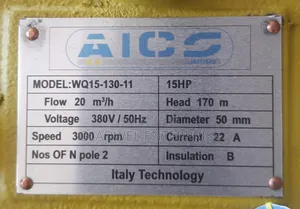 11kva Aico Japan Sewage Pump 15hp/170m 3 Phase