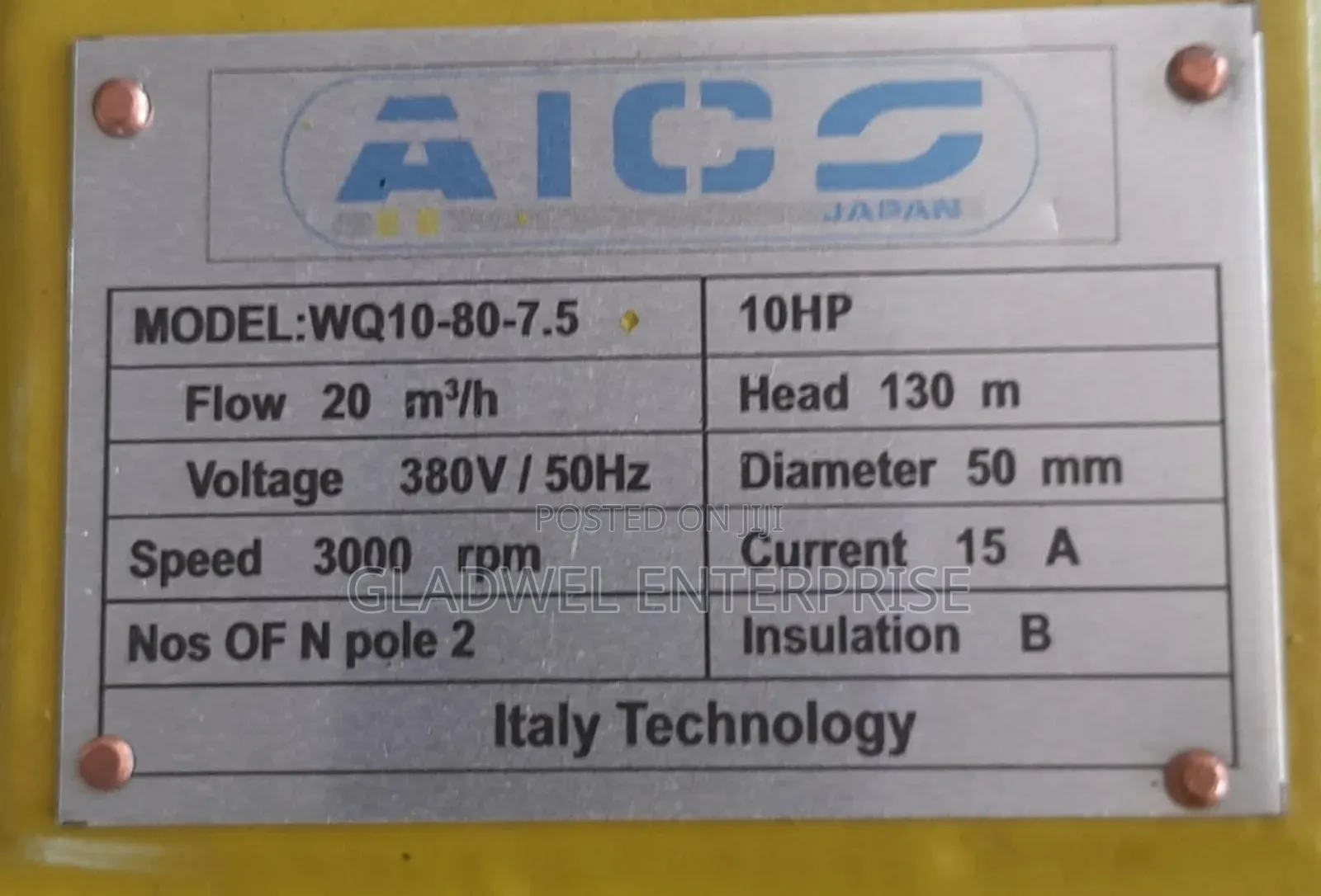 10hp ,130m Head Aico Japan Sewage Drainage Pump /Three Phase