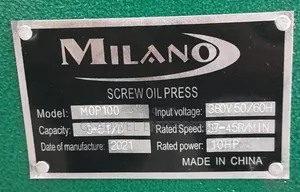 Milano Commercial Oil Press With 15hp Motor