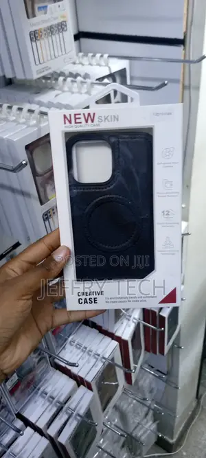iPhone 13 Pro Max Case With Stand Genuine Leather Black