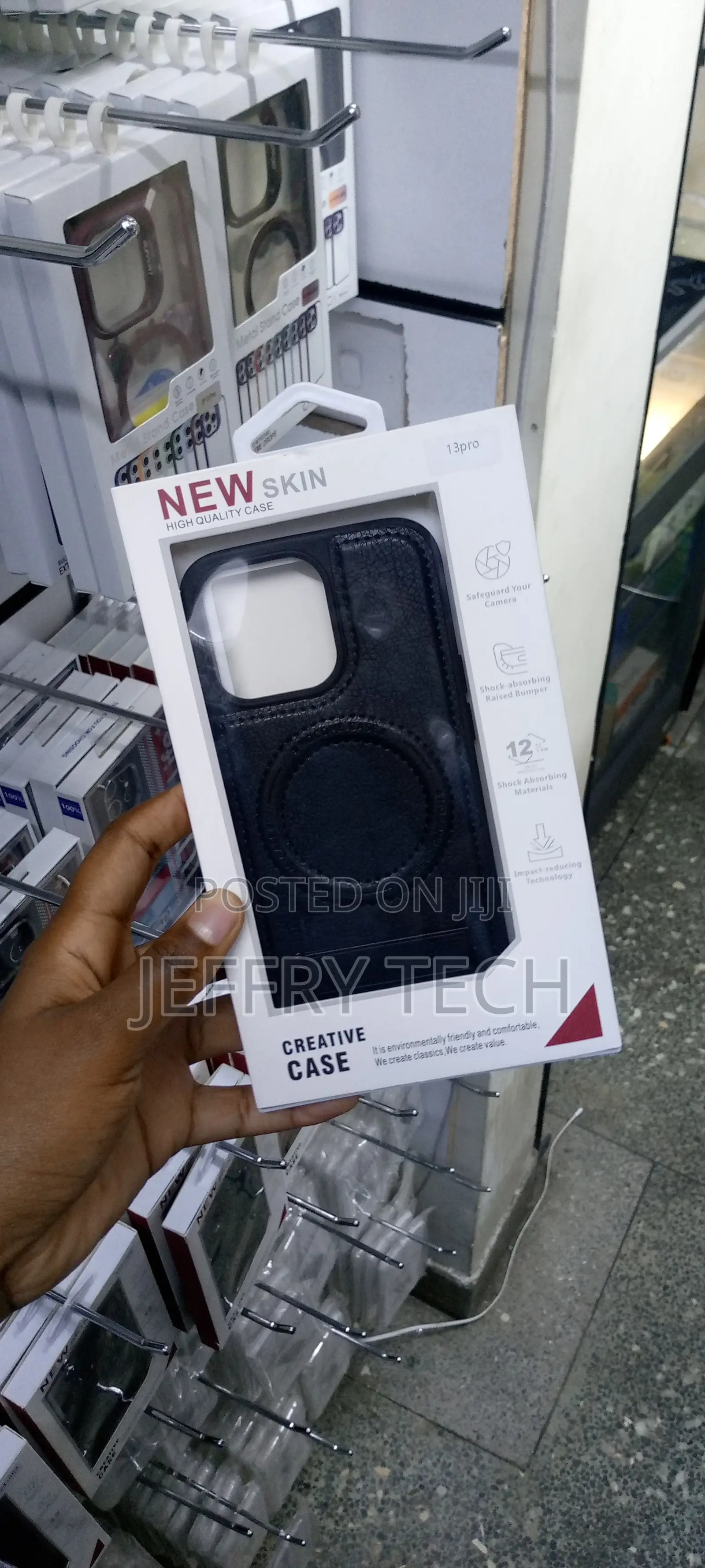 iPhone 13 Pro Case With Stand Luxury Leather Magsafe Black