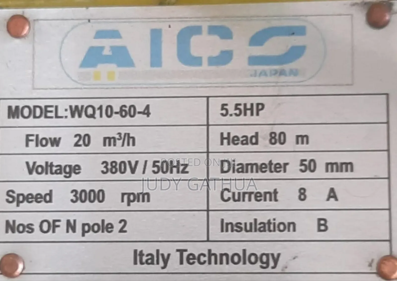 Submersible Pump 5.5hp 80mtrs Height