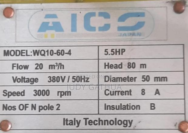 Submersible Pump 5.5hp 80mtrs Height - thumbnail 2