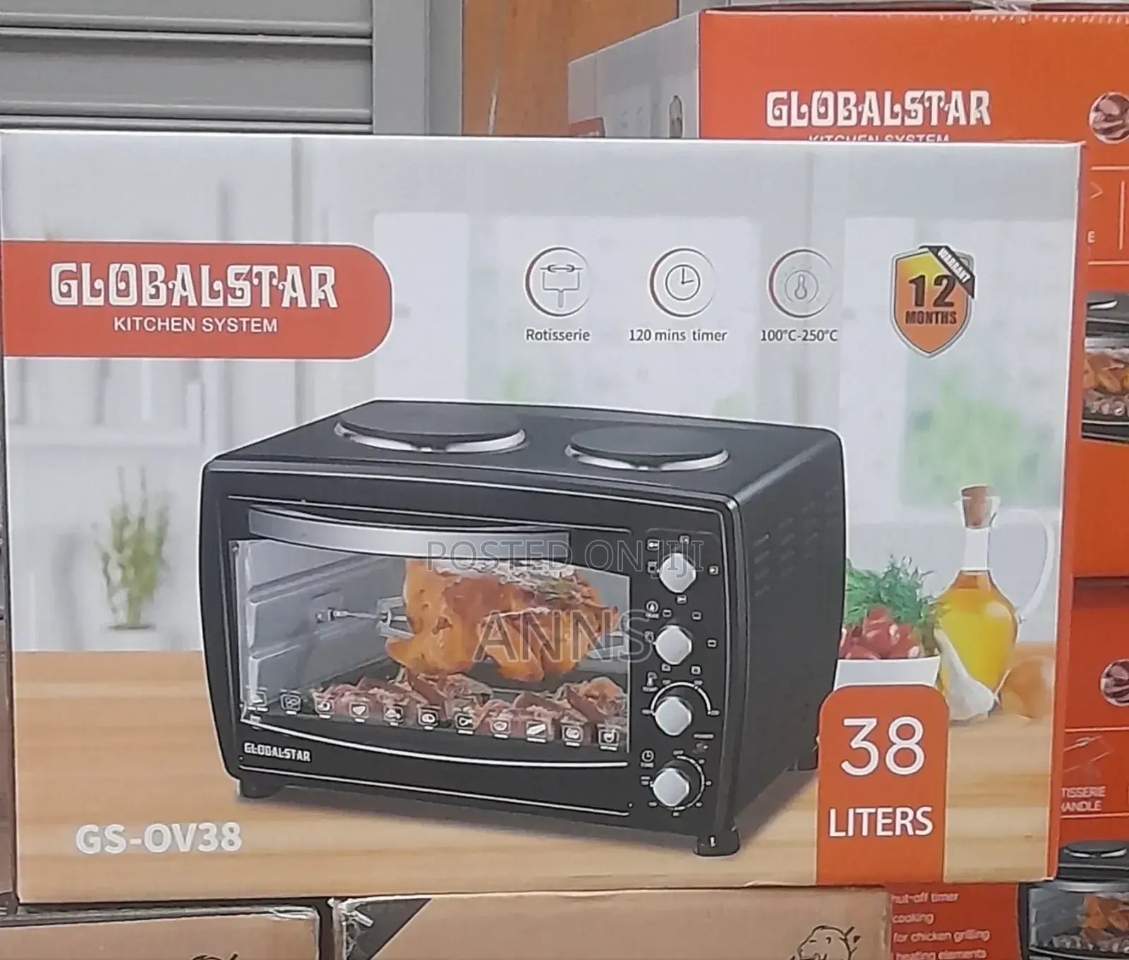 Global Star 38litres Oven With Double Hot Plates