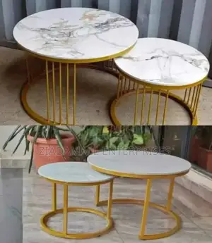 Marble Nesting Coffee Table (Glass Effect) White