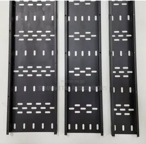 Black Powder Coating Cable Tray With Perforated Holes.