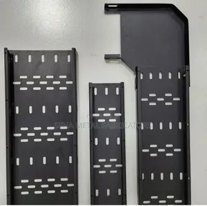 Black Powder Coating Cable Tray With Perforated Holes.