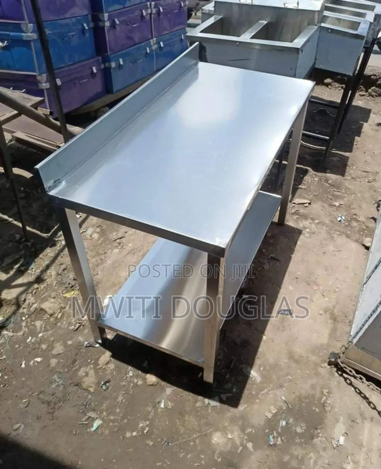 Futuristic 2×4 Stainless Working Table With Undeshelf