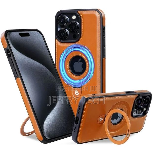 iPhone 15 Pro Max Magnetic Leather Case With Magsafe Ring