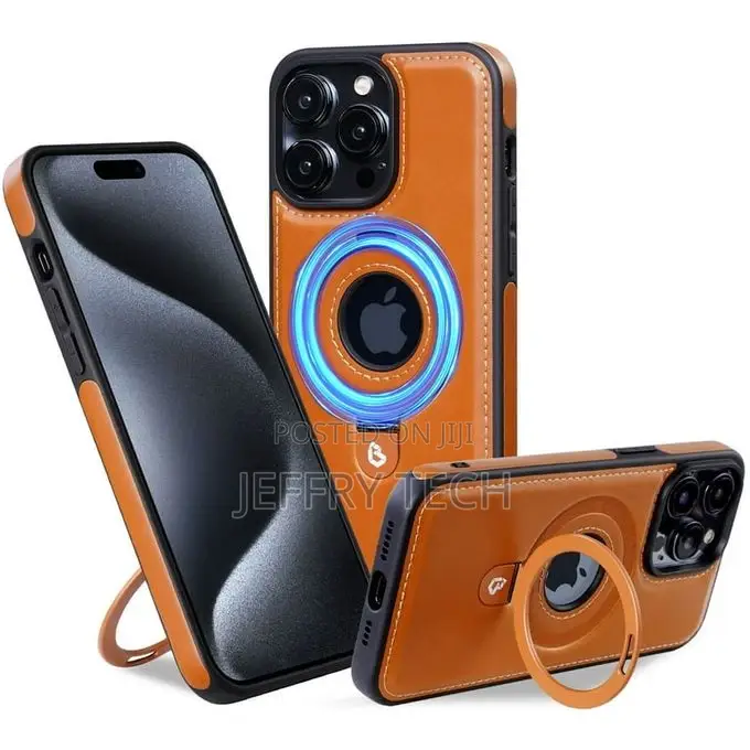 iPhone 15 Pro Max Magnetic Leather Case With Magsafe Ring