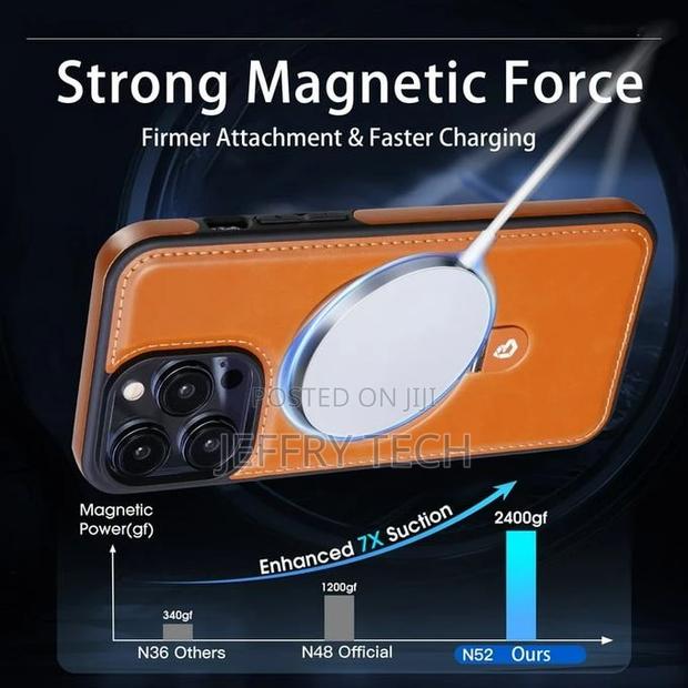 iPhone 15 Pro Max Magnetic Leather Case With Magsafe Ring - thumbnail 2