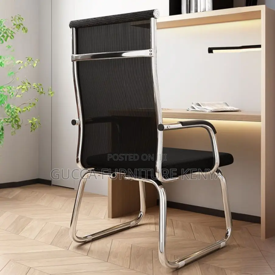 Office Chairs: Fixed Mesh Chrome Base Visitor Waiting Chair