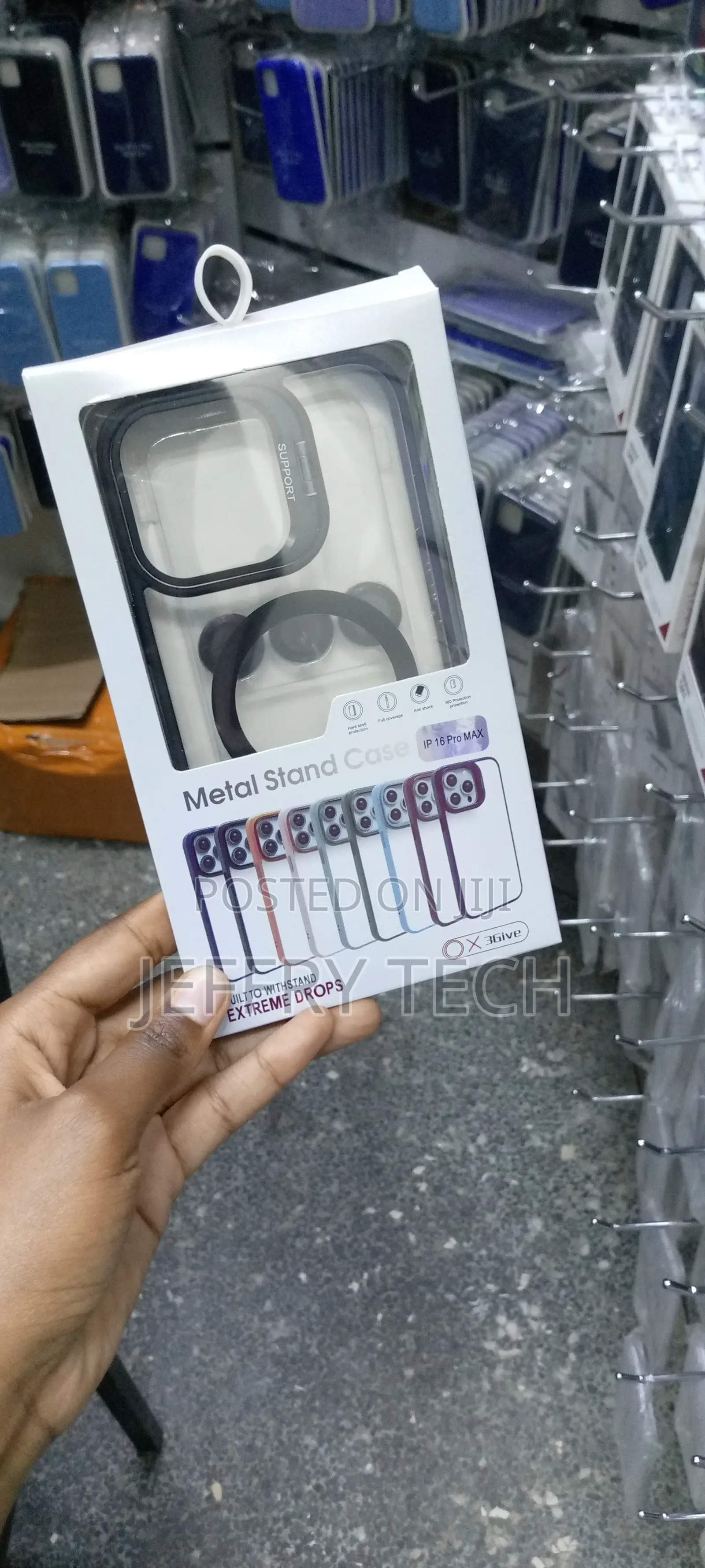 Gray Edges iPhone 16 Pro Max Case With Metal Lens Stand
