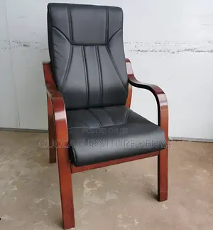 Office Chairs: Executive Strong Wooden Arms Leather Seat