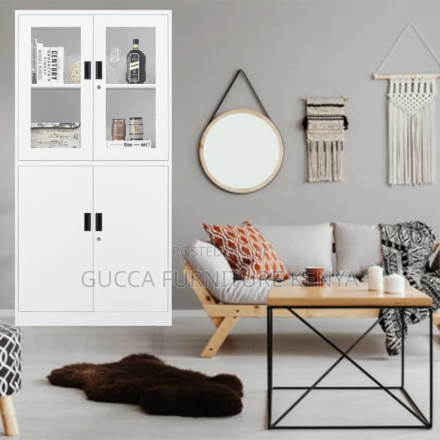 Cabinets: Lockable Display Cabinet With 2-Half Glass Door