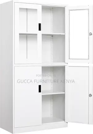 Cabinets: Lockable Display Cabinet With 2-Half Glass Door