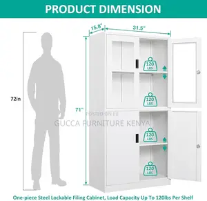 Cabinets: Lockable Display Cabinet With 2-Half Glass Door