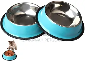 Stainless Steel Pet Bowls for Cats Dogs Non-Slip - Blue