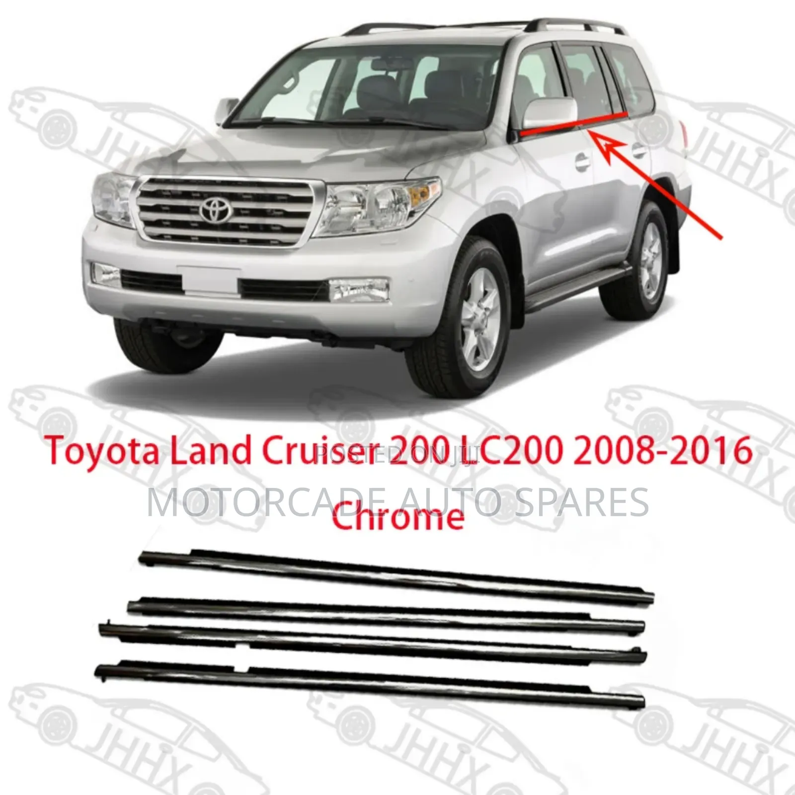 Toyota Landcruiser LC 200 08_16 Chrome Weather Strips Set