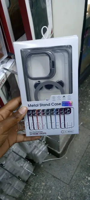Magnetic Stand Lens L Ring Case for iPhone 15 Pro Max Gray