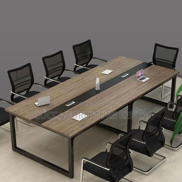 Boardroom Tables: 2400mm Rustic Brown Wood Conference Table - thumbnail 2