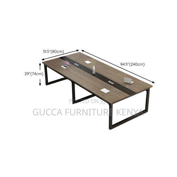 Boardroom Tables: 2400mm Rustic Brown Wood Conference Table - thumbnail 3