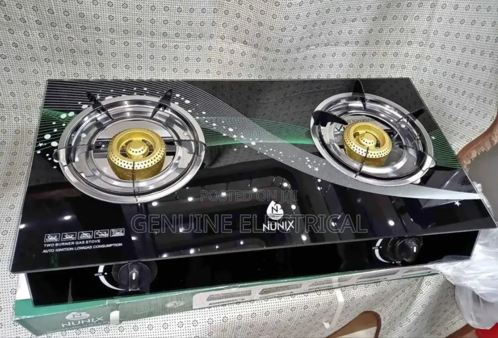 Nunix Glass Top Infrared Gas Stove Double Burner-2 Burner