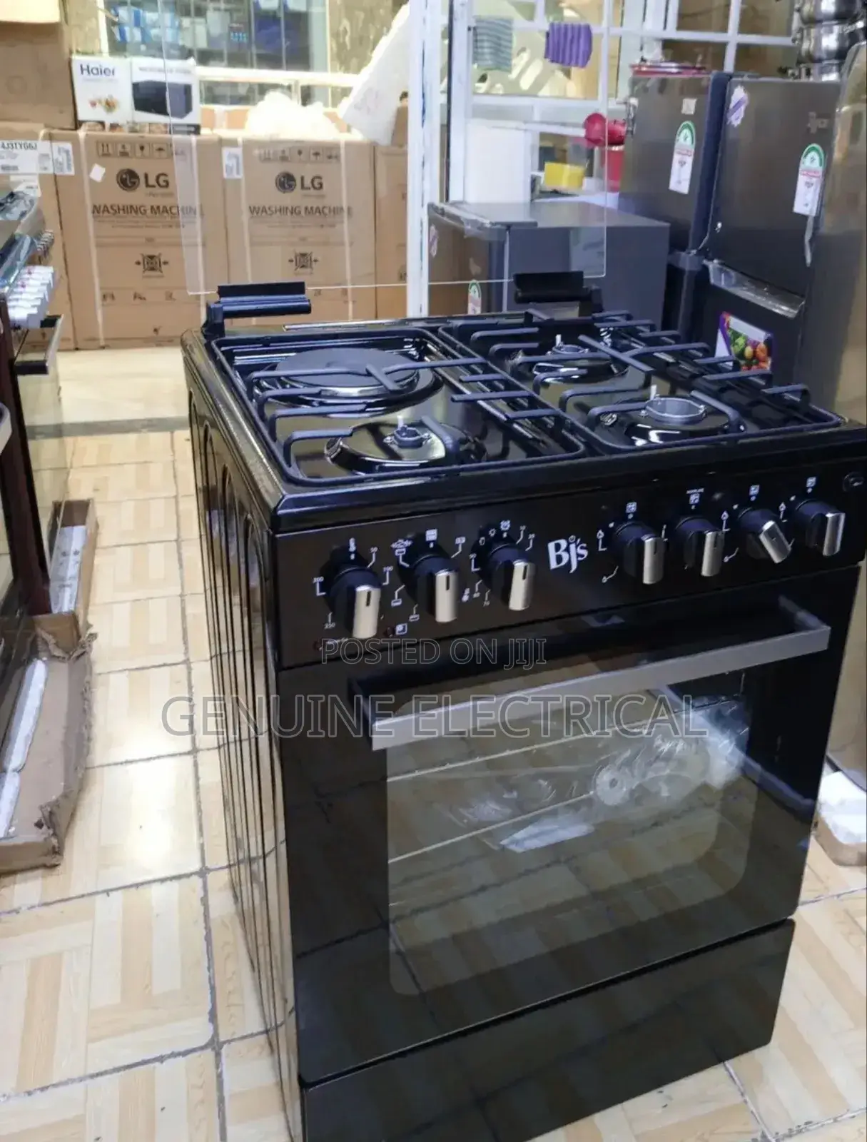 BJS 3 Gas+ 1 Electric Plate Cooker,With Oven Fan,Black