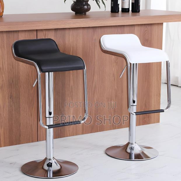 Home Chairs: Swivel Leather Adjustable Footrest Barstool - thumbnail 2