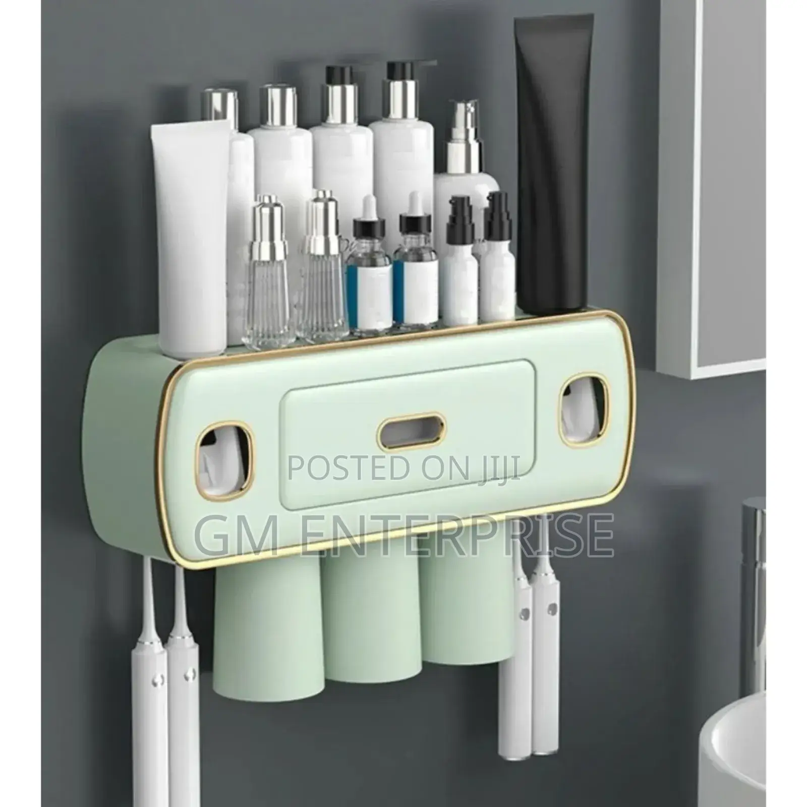 Toothbrush and Toothpaste Holder With Automatic Squeezer