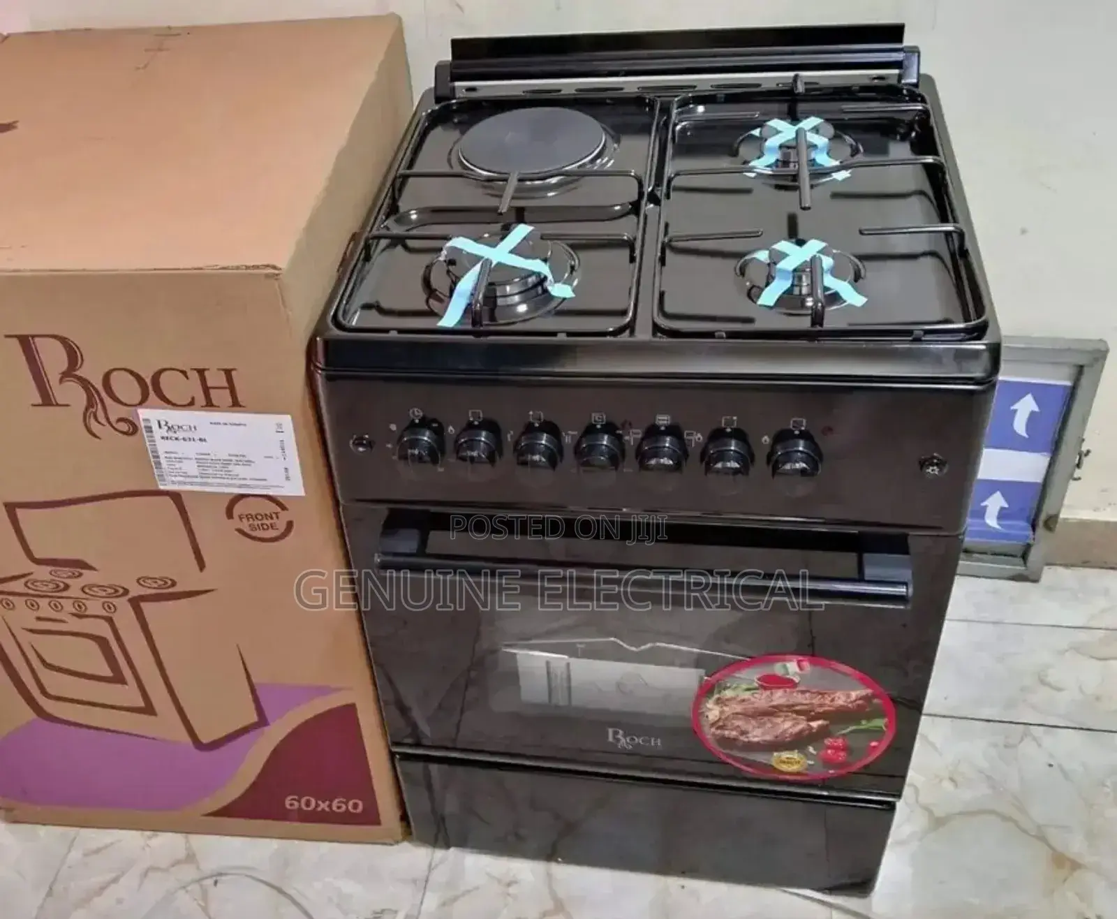 Roch 60X60 3 Gas + 1 Electric Oven Cooker:Ideal for Cooking