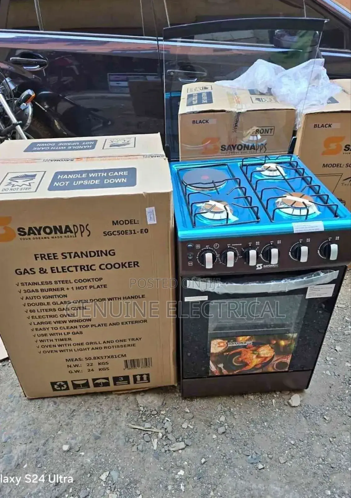Cooker /Sayona 3+1 Cooker With Electric Oven in Black, Brown