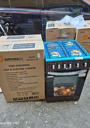 Cooker /Sayona 3+1 Cooker With Electric Oven in Black, Brown