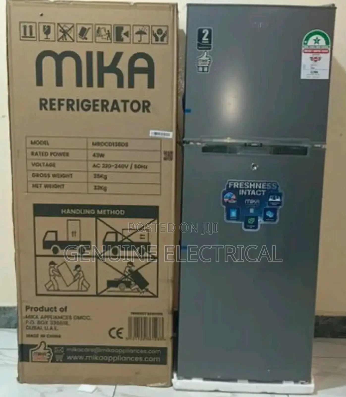 Mika 211litres Fridge Double Door